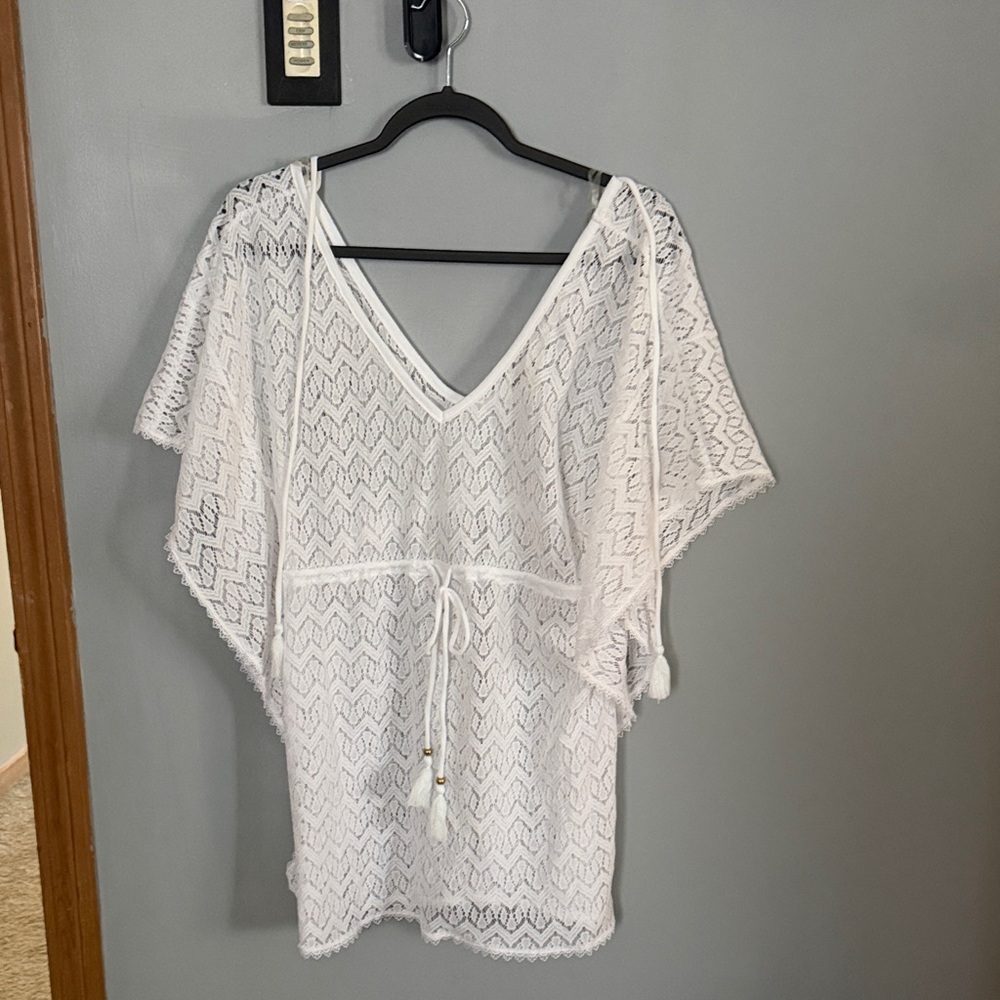 Miken White Lace Swim Coverup